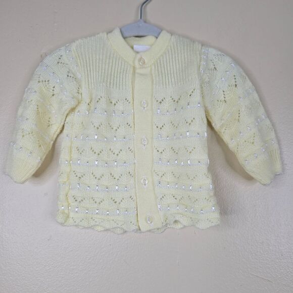Vintage yellow knitted cardigan sweater size 2t - Picture 1 of 3